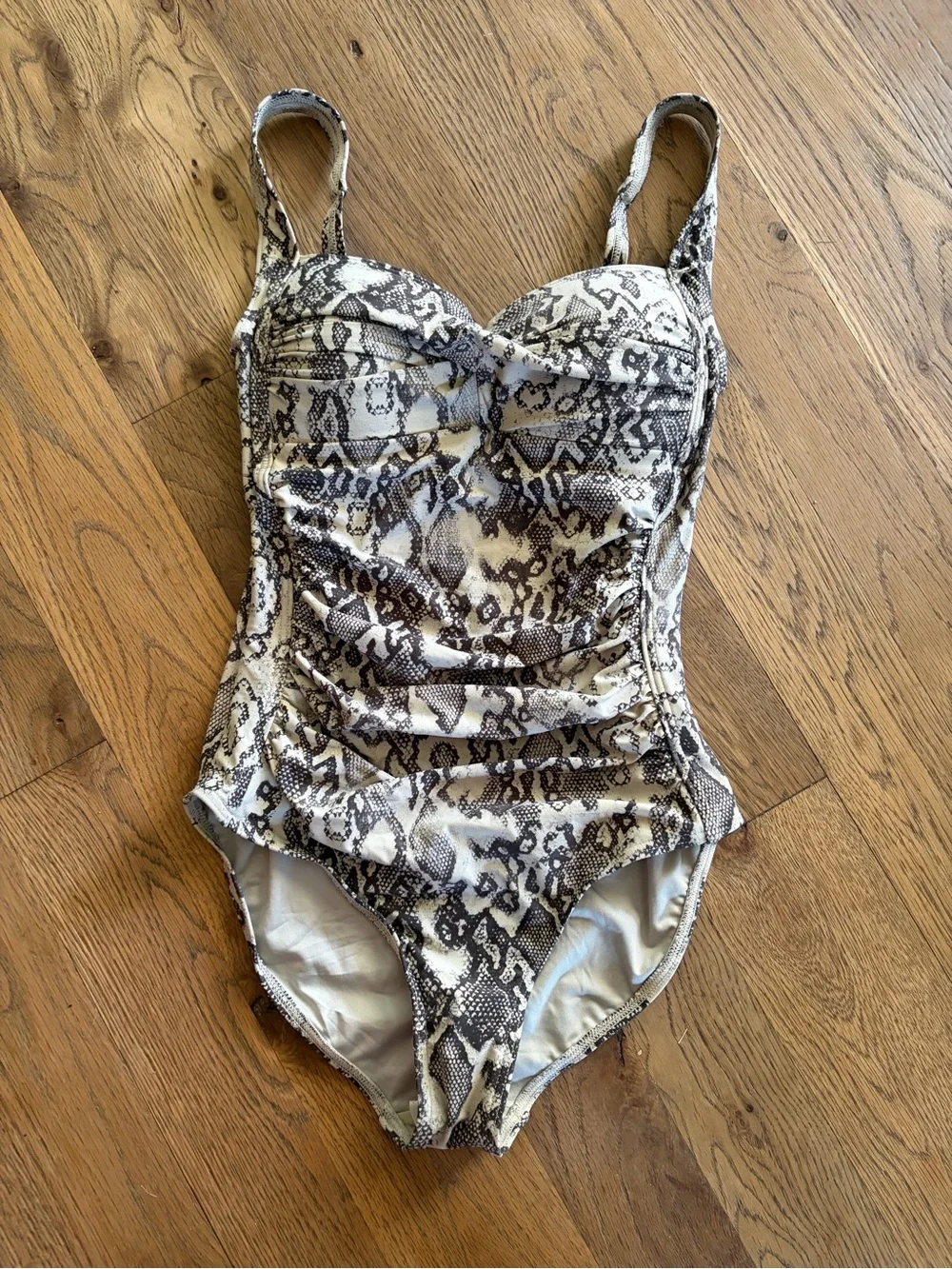NIP TUCK SWIM natural python snake print one piece tummy control swimsuit NWT